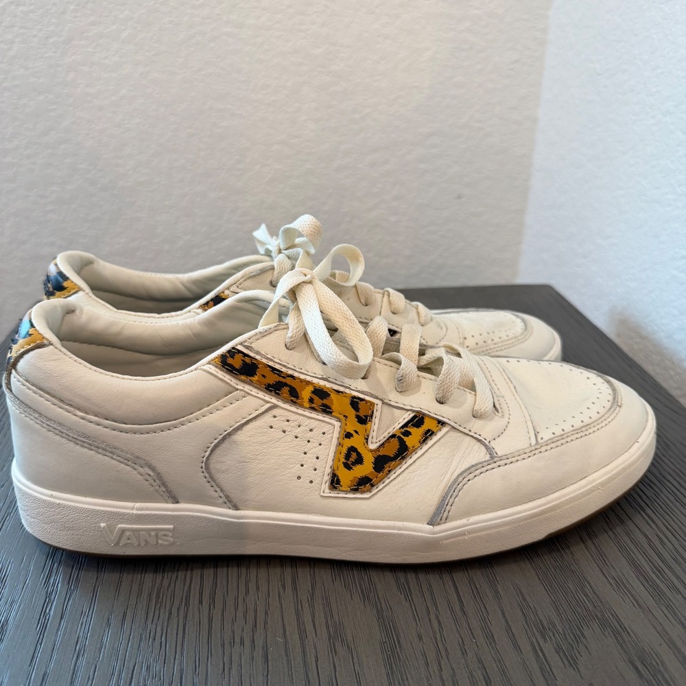 Vans Lowland CC ComfyCush White Leather Leopard Print Mens 12 Sneakers VN0A4TZY